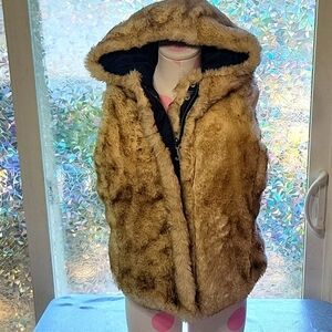 Y2k Vintage Juicy Couture Reversible Faux Fur Navy Blue Puffer Vest Sz:M